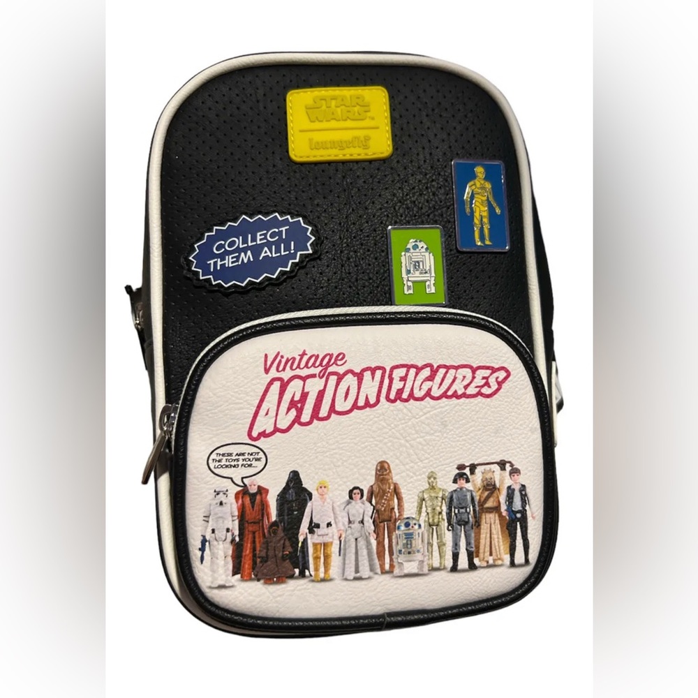 Disney Parks Loungefly Star Wars Vintage Action Figures Crossbody Backpack